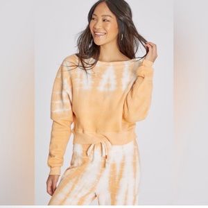 Wildfox Regal Melon Tie Dye Cropped Sweatshirt